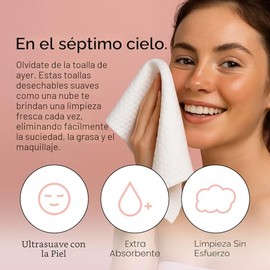 grace & stella Toallas faciales desechables - Esenciales de viaje - Toallitas faciales ultrasuaves y absorbentes - Toallas faciales XL para limpieza y