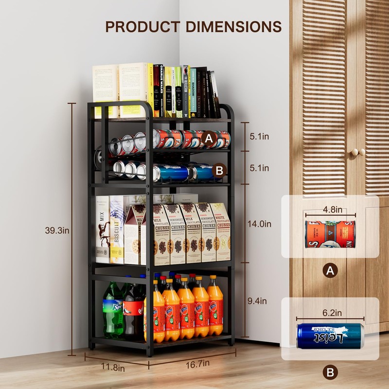 Kadolina Can Organizer for Pantry, 5-Tier Pantry Organizer, Kitchen Organizers