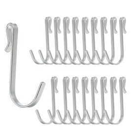 PATIKIL 2.3" J Hooks, 20 Pack Hook Wire Rack Hooks J Shaped Click-on Hooks, Hanging Sink Grid Hooks Hanger for Kitchen, Bedroom, Office, Silver Tone