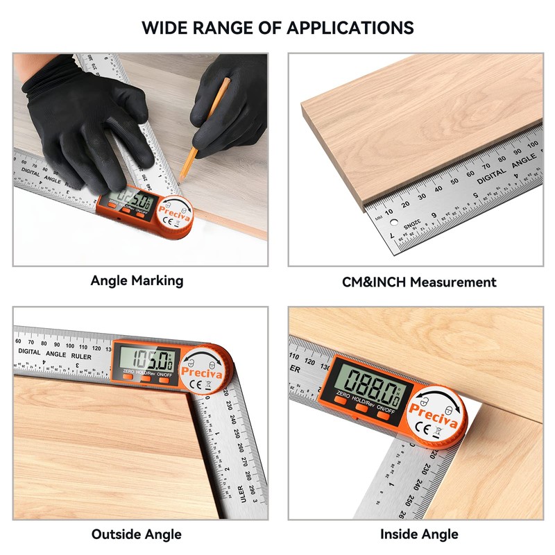 Preciva Digital Angle Protractor with Locking Function, Measuring Range: 000.0°