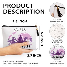 Pykfrhh Yoga Gifts for Women Makeup Bag, Gifts for Yoga Loves, Funny Yoga Accessories Gifts for Women Sisters Besties Daughter Waterproof PU Leather Yoga Cosmetic Bag