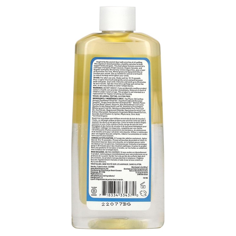 Desert Essence Coconut Oil Dual Phase Pulling Rinse, Mint, 8