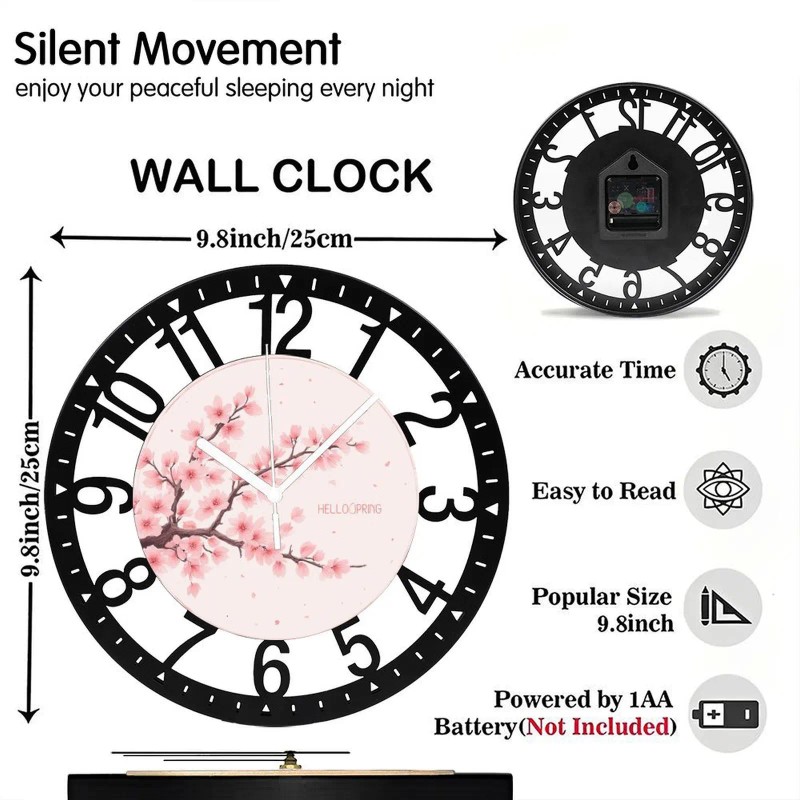 25cm Circular Iron Wall Clock with a Desert Mesassheet size: