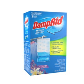 DampRid DampRid Lavender Vanilla Hanging Bag Moisture Absorber for Closets - Odor Eliminator - 3 pack (16oz. ea.); Traps Excess Moisture for Fresher, Cleaner Air