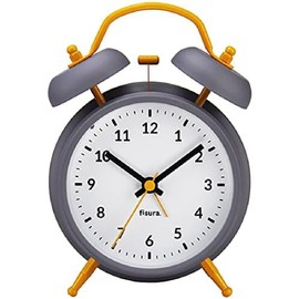 FISURA - Analogwecker ohne Ticken. Wecker mit Led-Nachtlicht. Zifferblatt 9 Zentimeter.11,7x5,5x16. Metall und ABS (Grau)