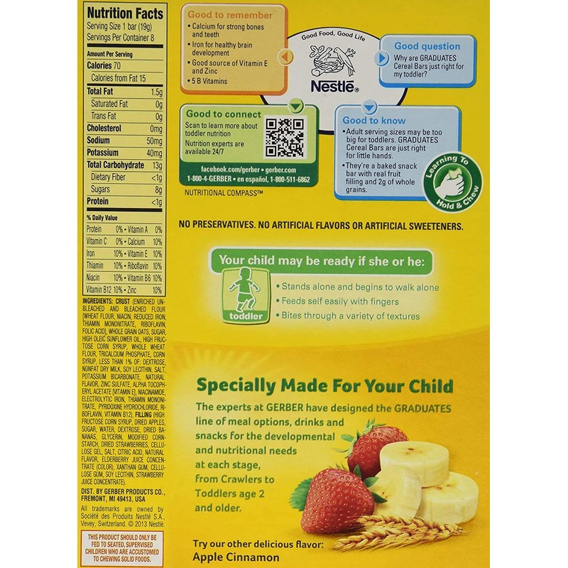 Gerber Graduates Fruit & Cereal Bars Cereal Bars Strawberry Banana