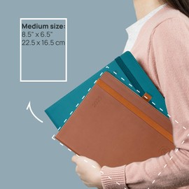 POPRUN 2025 Planner 6.5'' x 8.5'' - 2025 Weekly Calendar with Hourly Time Slots, Weekly/Monthly Appointment Book for Time Management - Leather Soft Cover - Blue Green