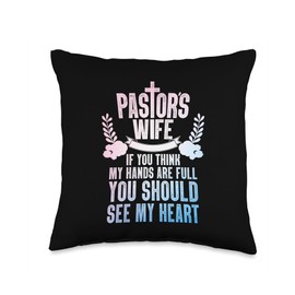 Pastor Wife Gift Christian Accessories & Stuff Funny Art Mom Women Pastor Wife Appreciation Throw Pillow, 16x16, Multicolor