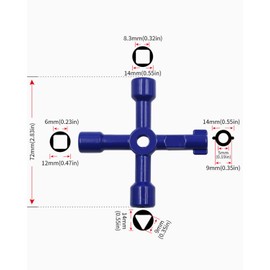 AORHOFJ 4-way multifunctional key, multifunctional control cabinet key, cross key, universal 4-way key, open key for electricity meter, gas meter cabinet, triangular key