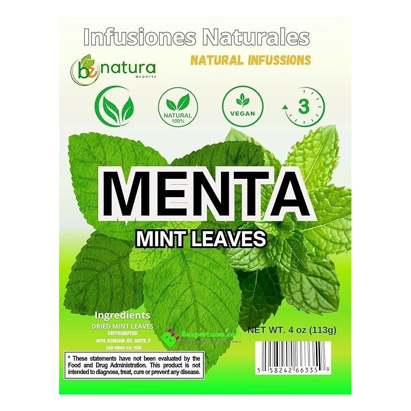 B-Expert Menta seca (hojas de menta seca) 4 onzas |%