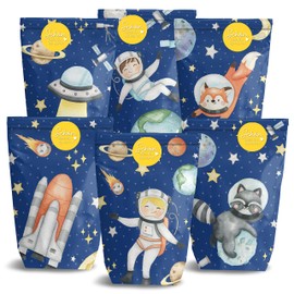 Papierdrachen 12 Printed Gift Bags for Birthday - Space Theme - Party Bags to Fill and Give as a Gift - Small Thank You to Your Guests