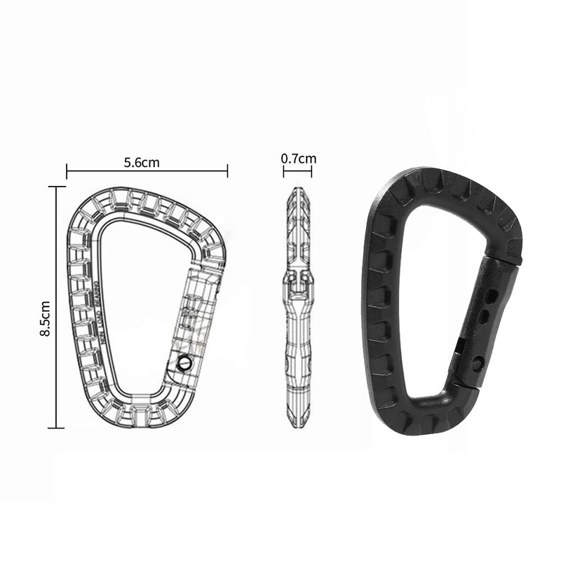 Tactical Carabiner Hook Plastic D-Ring Heavy Duty Spring Snap Hook
