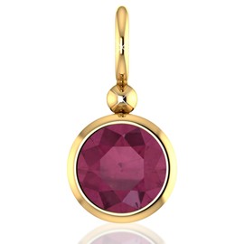 Belinda Jewelz - Yellow Gold Mini Lucky Charm, 14k Gold Charms for Minimalist Necklace and Bracelet, Dainty Minimalist Jewelry for Women, Natural Ruby Bezel, 0.48”