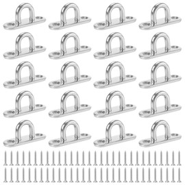 JOIKIT 20 PCS M5 Pad Eye Plate, Stainless Steel Staple U Hook Loop for Hanging