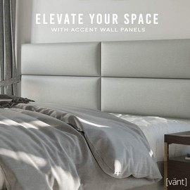 Vänt Upholstered Wall Panels - Queen/Full Size Wall Mounted Headboards - Vintage Leather White Dove - Set of 4 Panels (Each Individual Panel 30"x11.5")