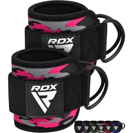 RDX Foot Loops, Cable Pull, Padded, 7 mm Neoprene Support, 10 x 4 inches, Ankle Straps, Wrist Wraps with 2 D-Rings for Cable Machine, Fitness, Training, Foot Cuffs, Gym, Buttocks, Leg Training, Women