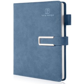 Lined Journal Notebook Ruled Faux Leather Hardcover Magnetic Clasp Cover, Pen Loop, Medium 5.7 x 8.3 Inches, 120 GSM Cardboard, Gift (Dark Blue)
