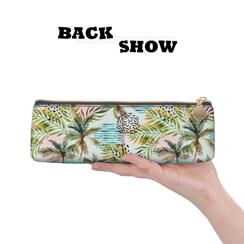 OUZPGAQ Palm Trees Leaves Pencil Case, Hawaiian Summer Style Zipper