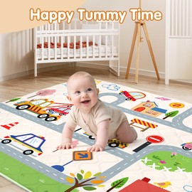 Baby Play Mat, Toodler Floor Mat 59 x 71 inch, Extra Thick Foam Non-Slip Washable,Crawling Cushion for Tummy Playing