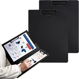 MAKEIIT 2 Pcs Clipboards Black A4 Clipboard 360 Degree Cover Flip Folder Clipboard Work Clipboard Black Plastic Clipboard Black Clipboard Folder for Nurses, Students, Office, Business