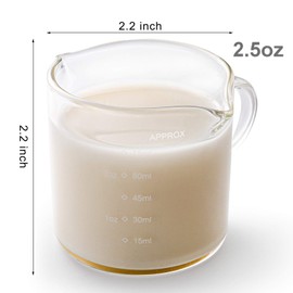 Yarlung 4 Pack Glass Measuring Cups with Double Spouts, Shot Glasses Triple Pitcher for Milk, Espresso, Coffee, Graduated 75ml / 2.5 Oz