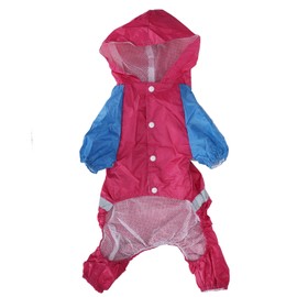 Pet Raincoat Waterproof Dog Coat Jacket with Reflective Strip Breathable Lightweight for Outdoor WalkingRose Red S