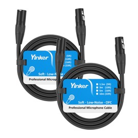 Yinker 2 pieces XLR cable 3 m male to female, 3 pin XLR microphone cable male to female 2 pieces microphone cable XLR male to female for audio and sound equipment 3 m 2 pieces