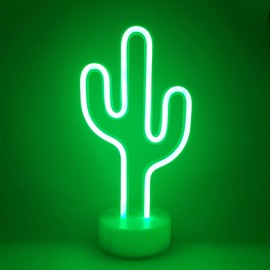 Neon Indoor Night Light, LoveNite Battery Operated Glowing Neon Decorative Sign LED Light for Room Party Festival Decorations (Cactus)