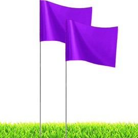 Purple Marking Flags, JIZHGRAD 20 Pack Marker Flags, 13x4x5 Inch Lawn Flags, Boundary Flags Dog Training Flags for Yard, Survey Flags, Landscape Flags, Sprinkler Flags, Surveyor Flags, Stake Flags