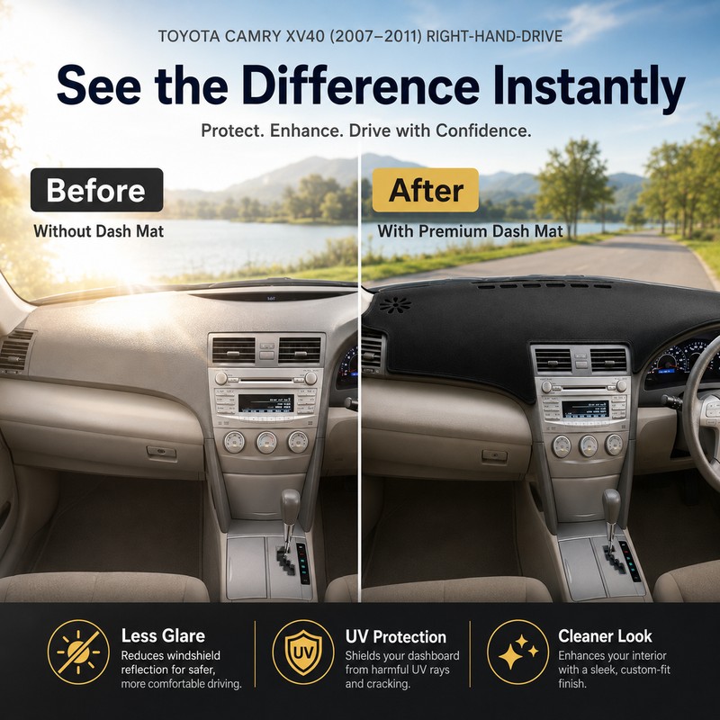 Dashboard Cover Mat for Toyota Camry 2007–2011 – Anti-Glare Dash