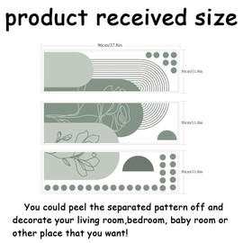 SUPERDANT Boho Wall Decals Abstract Wall Stickers Bohemian Nusery Geometric Mountain Wall Art Lines Flowers Green Bedroom Decor Simple Art Decorations for Hotel Living Room Classroom Playroom