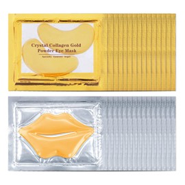 CAHIUYOA 30PCS Lip Mask & Eye Mask 24k Gold Under Eye Patches for Puffy Eyes and Dark Circles Effectively Moisturizing the Lip and Eye Skin Reducing Fine Lines