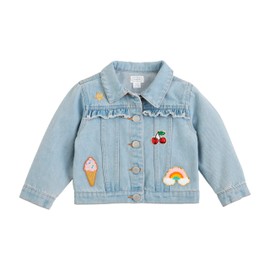 Mud Pie Girl Denim Ruffle Patch Jacket