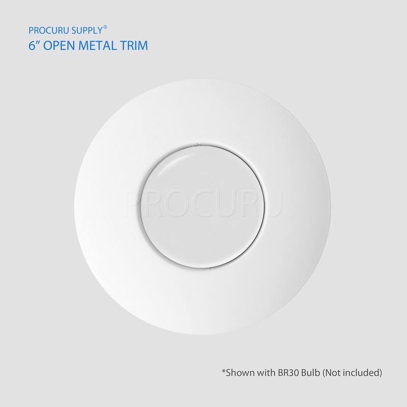 [6-Pack] PROCURU 6" Open Metal Ring Trim for Recessed Can