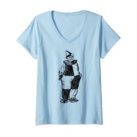 Womens Sad Clown Motley Court Jester V-Neck T-Shirt