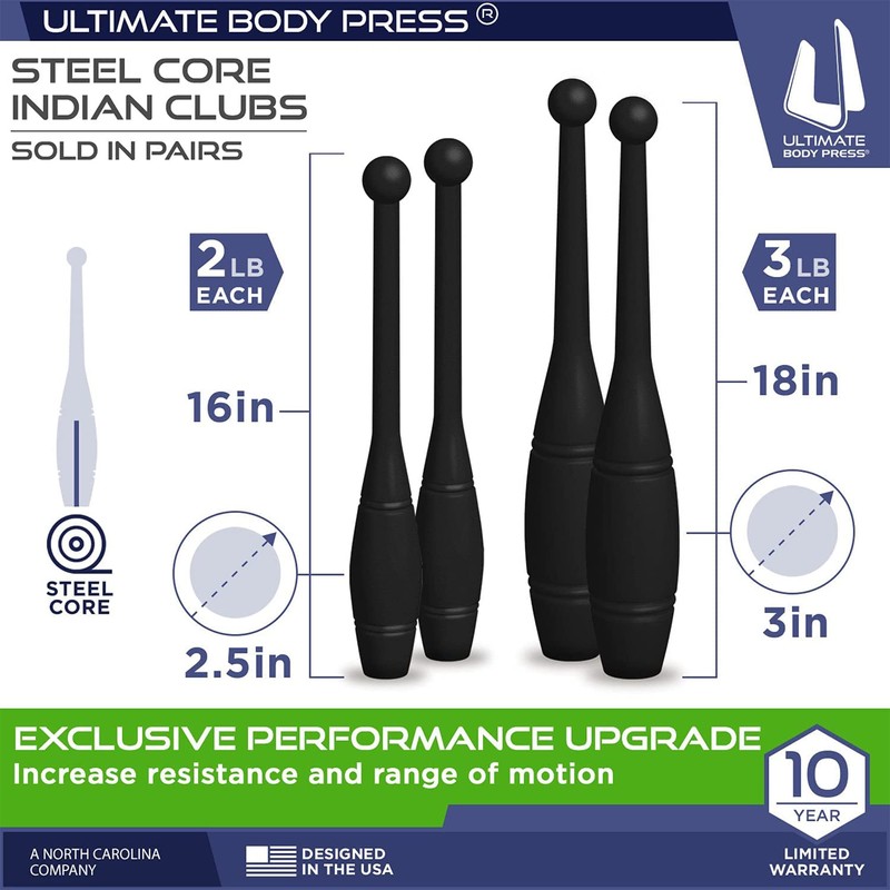 Indian Clubs - 1lb, 2lb and 3lbs Pairs by Ultimate