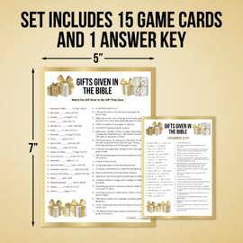 15 Gifts Given in The Bible Match Trivia Game for Adults & Teens Church Activity or Christmas Games Youth Group Women or Mens KJV Study