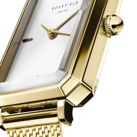 Rosefield Octagon XS Mesh Gold with White Dial and 19.5 x 24 mm Gold Case OWGMG-O73 Stainless Steel, gold, Elegant