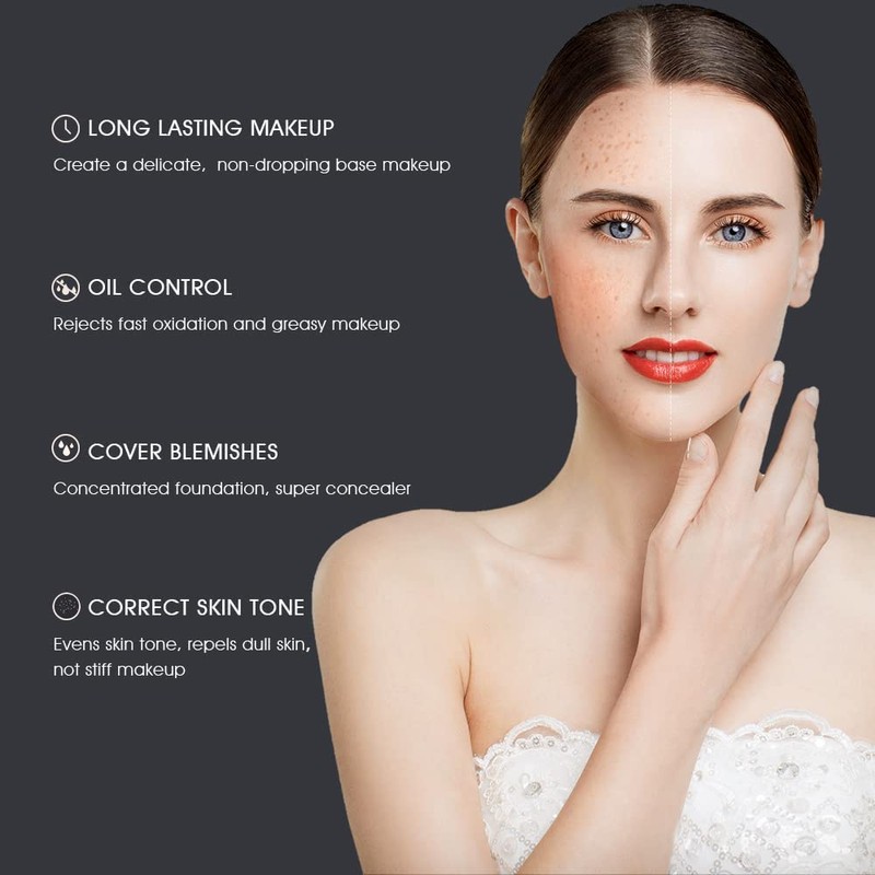 Foundation Makeup Concealer, Medium-to-Full Coverage Foundation Cream, Long Lasting Waterproof