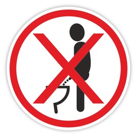 iSecur Toilet Sticker "Bitte im Sitzen pinkeln " Diameter 9.5 cm I Toilet Lid Sticker I Sticker with Pictogram for Bathroom Toilet Lid Guest Toilet Wall I hin_298