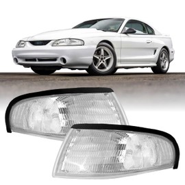 USR 94-98 Mustang Corner Light – Turn Signal Corner Lamps SN95 (Left + Right) Pair - Compatible with 1994-1998 Ford Mustang GT V6 Convertible Stang SVT All Models/Trims (OE STYLE CLEAR CORNER LIGHTS)