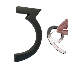 NACH Self Adhesive House Numbers for Outside, 4 inch Aluminum Black House Address Numbers for Outside - Number 3, Door Numbers with Mounting Hardware