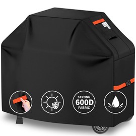 Kiafmol 59Inch Grill Cover for Outdoor Grill 600D Heavy Duty Grill Cover Waterproof,UV & Fade Resistant,BBQ Cover with Adjustable Straps,Suitable for Weber,Blackstone,Charbroil etc,Black