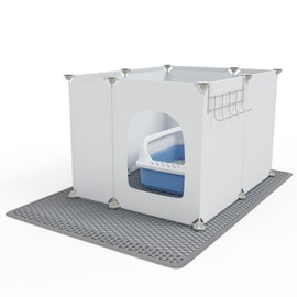 Cat Litter Box Enclosure, Large Cat Toilet Splash Guard Without Leakage (24" L × 18.9" W × 16.5" H) Foldable Litter Tray Screen with Non-Slip Mats, Pet Bathroom Pee Shields (No Litter Box)