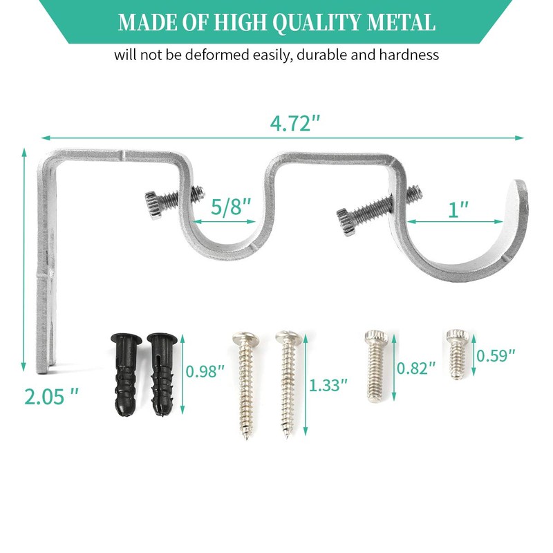Anndason Heavy Duty Curtain Rod Brackets Double Curtain Rod Brackets