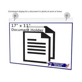 4 Pack Window Sign Holder 17" x 11" with 2 Predrilled Holes and Suction Cups with Hooks for Room Rates and Special Offers in Hotels and Motels Clear Acrylic by Marketing Holders