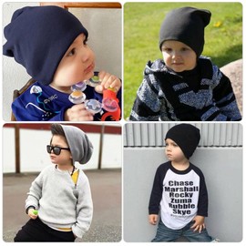 DRESHOW BQUBO 5 Pack Unisex Baby Hats for Kids Cotton Skull Caps Soft Cute Knit Cap Baby Toddler Beanie for 3 Months - 6 Years