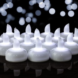 Yakpo 48 Pack Flameless Waterproof LED Floating Tea Lights, Cool White Flickering Battery Operated Outdoor Tealight Candles, LED Votive Water Candles Bulk for Wedding Vase, Pool, SPA Decorations