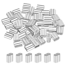 sourcing map 1 Inch 2.5 mm Aluminium Crimp Sleeve Double Wire End Ferrule for Wires Cable Line End Silver Pack of 50