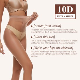 MANZI 3 Pairs Toeless Tights Comfort 10 Denier Ultra Thin Soft Sheer Open Toe Pantyhose Nylons for Women Natural M